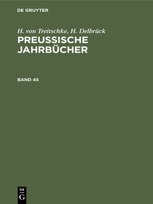 cover image of Preußische Jahrbücher, Band 45